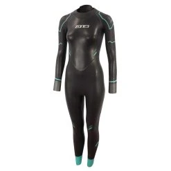 Zone 3 Zone3 - Women's Advance Wetsuit - Black/Turquoise/Gunmetal - Ex-Rental 1 Hire - 2023 -mytriathlon shop Zone3 Wetsuit Advance Womens Cutout Front1 86555.1660734529